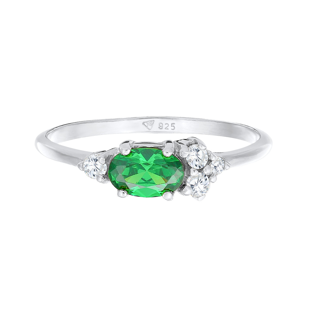 Elli Elli Bague Femmes Bague de fiançailles Extravagant Vert avec Cristal de Zirconium Bague