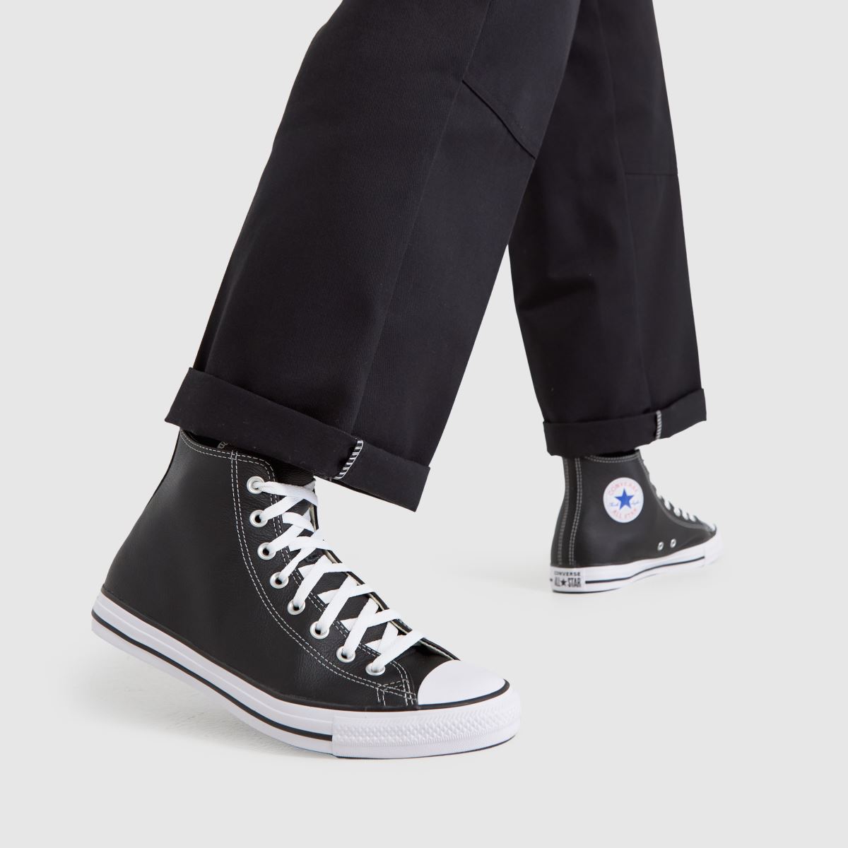 Converse All Star – Svarta och vita höga sneakers i läder