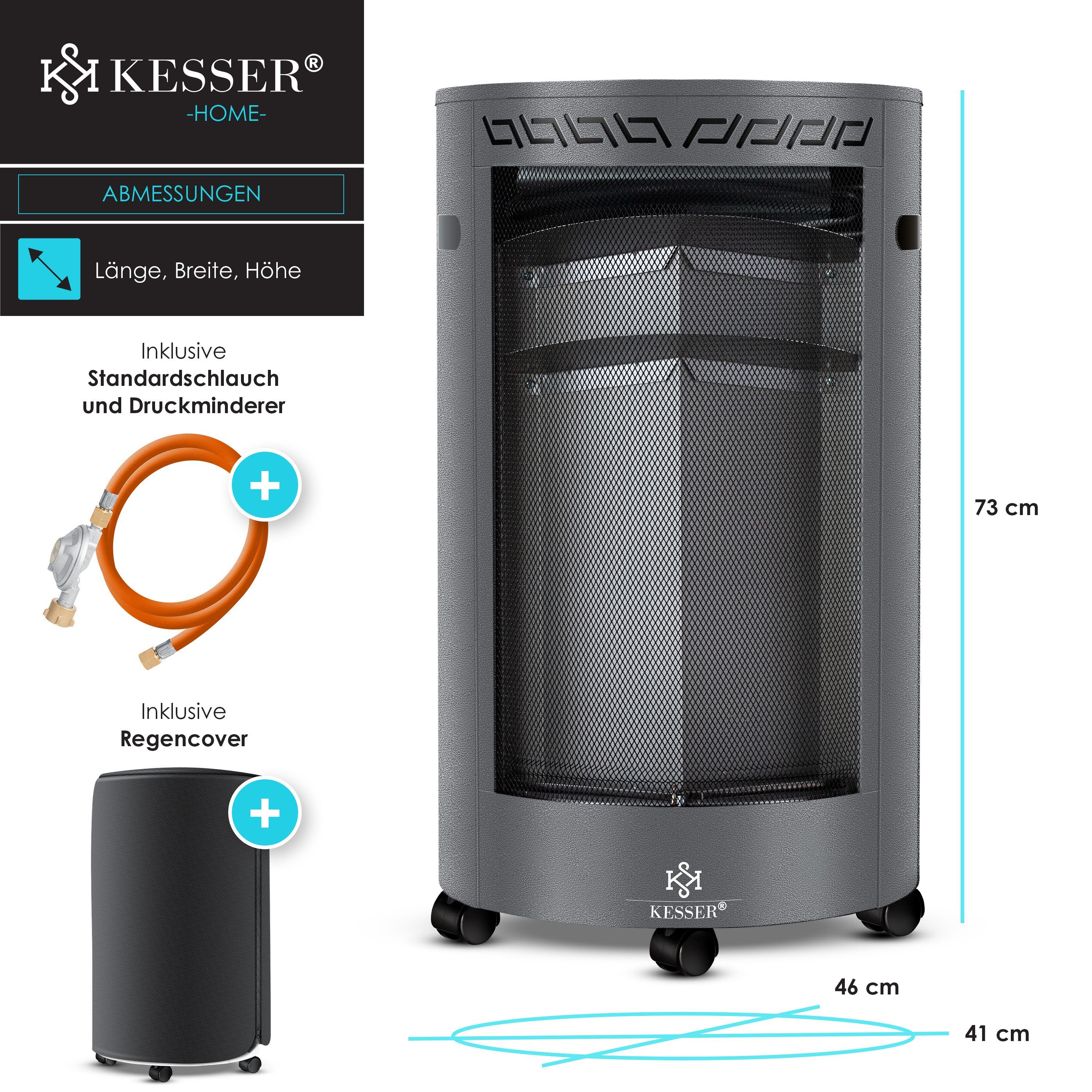 KESSER Wärmewelle, 4200 W, Gasheizer Keramik Gas Heizer 4200 Watt Heizstrahler + Gasdruckregler