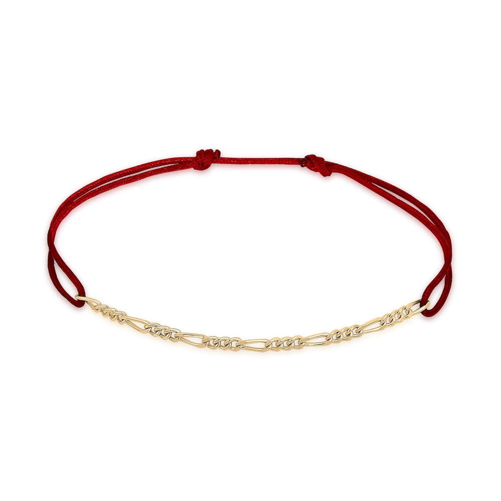 Elli Elli Bracelet Réglable Chaîne Firgaro Nylon Rouge Bracelet Femme  Plaqué Or Argen Bracelet