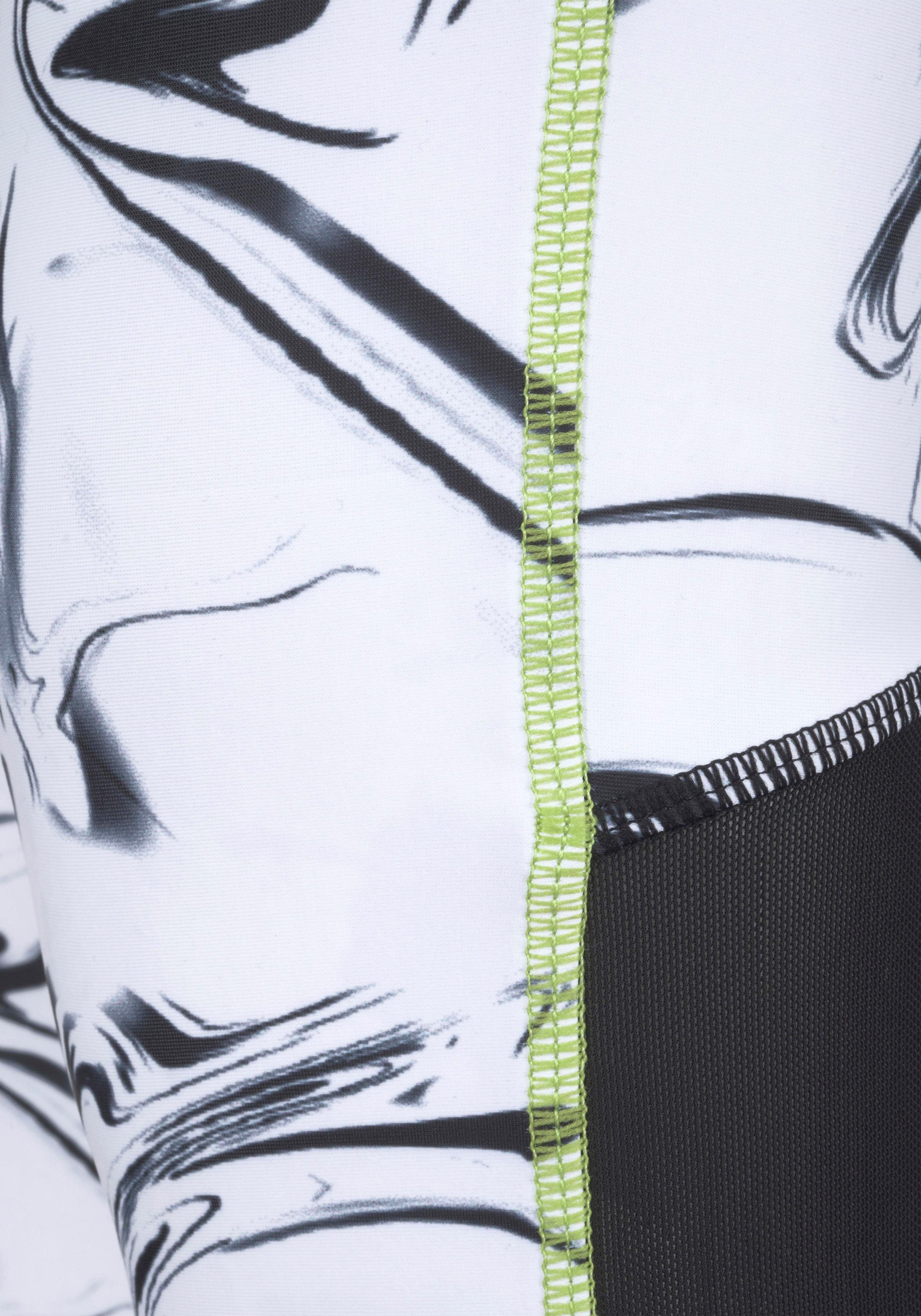 LASCANA ACTIVE Caprileggings White Marble mit Mesheinsätzen