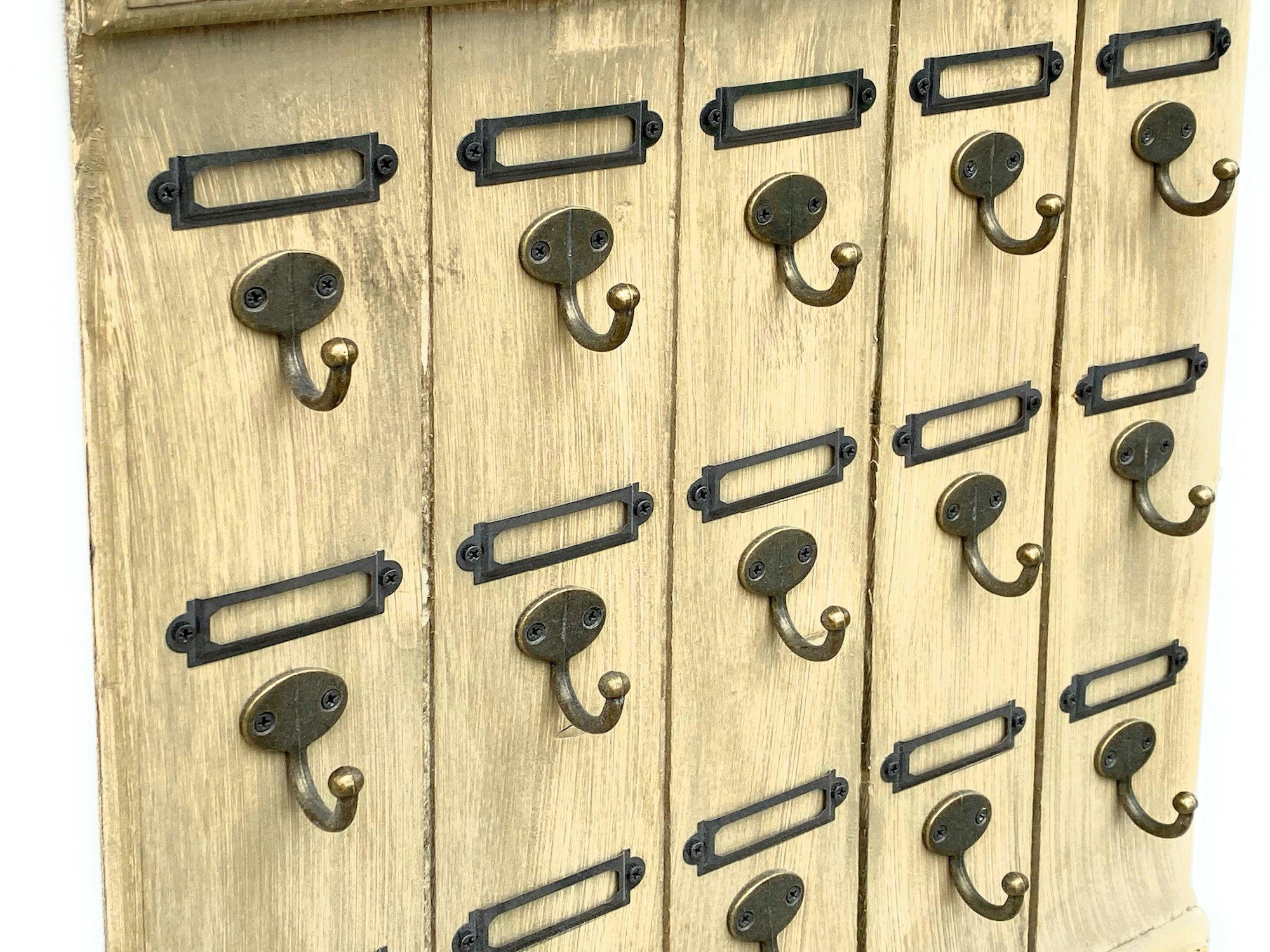 DanDiBo Schlüsselbrett DanDiBo Schlüsselbrett Holz Vintage Wand Hakenleiste mit 15 Haken Braun 96210 Schlüsselhalter Schlüsselleiste Schlüsselboard