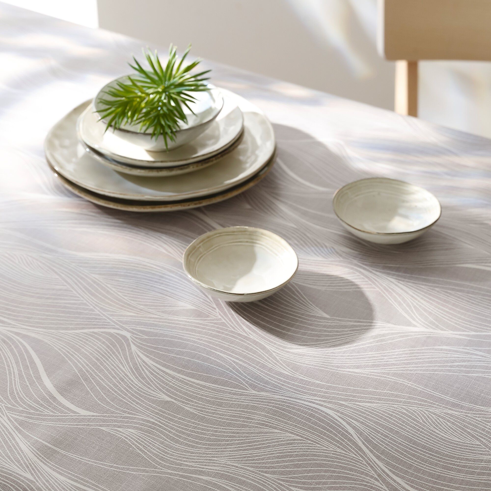 Nappe toile cirée imprimée vagues