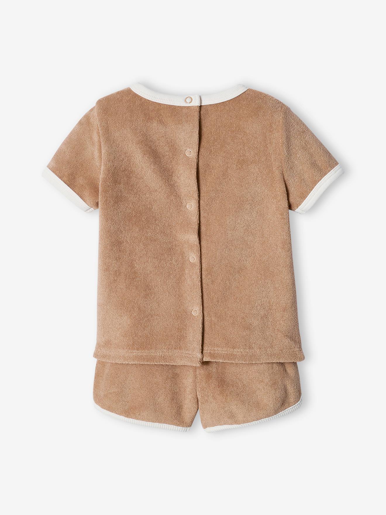 Ensemble en éponge bébé T-shirt + short taupe