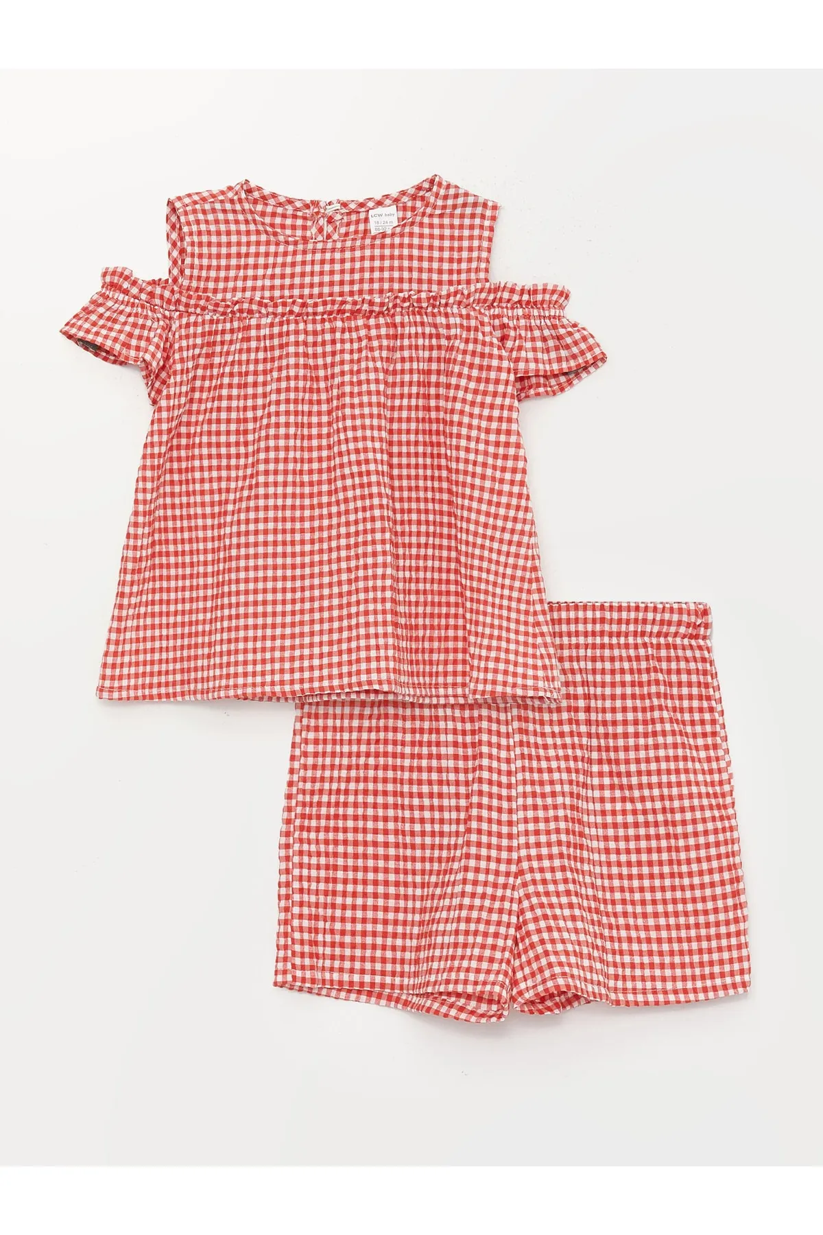 LC Waikiki  2er-Set Bluse und Shorts mit Rundhalsausschnitt für Baby-Mädchen