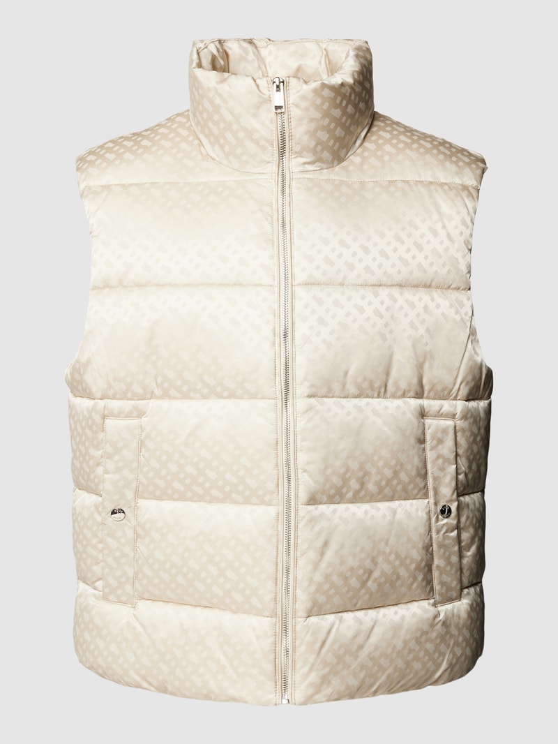 Steppweste mit Logo-Muster in offwhite