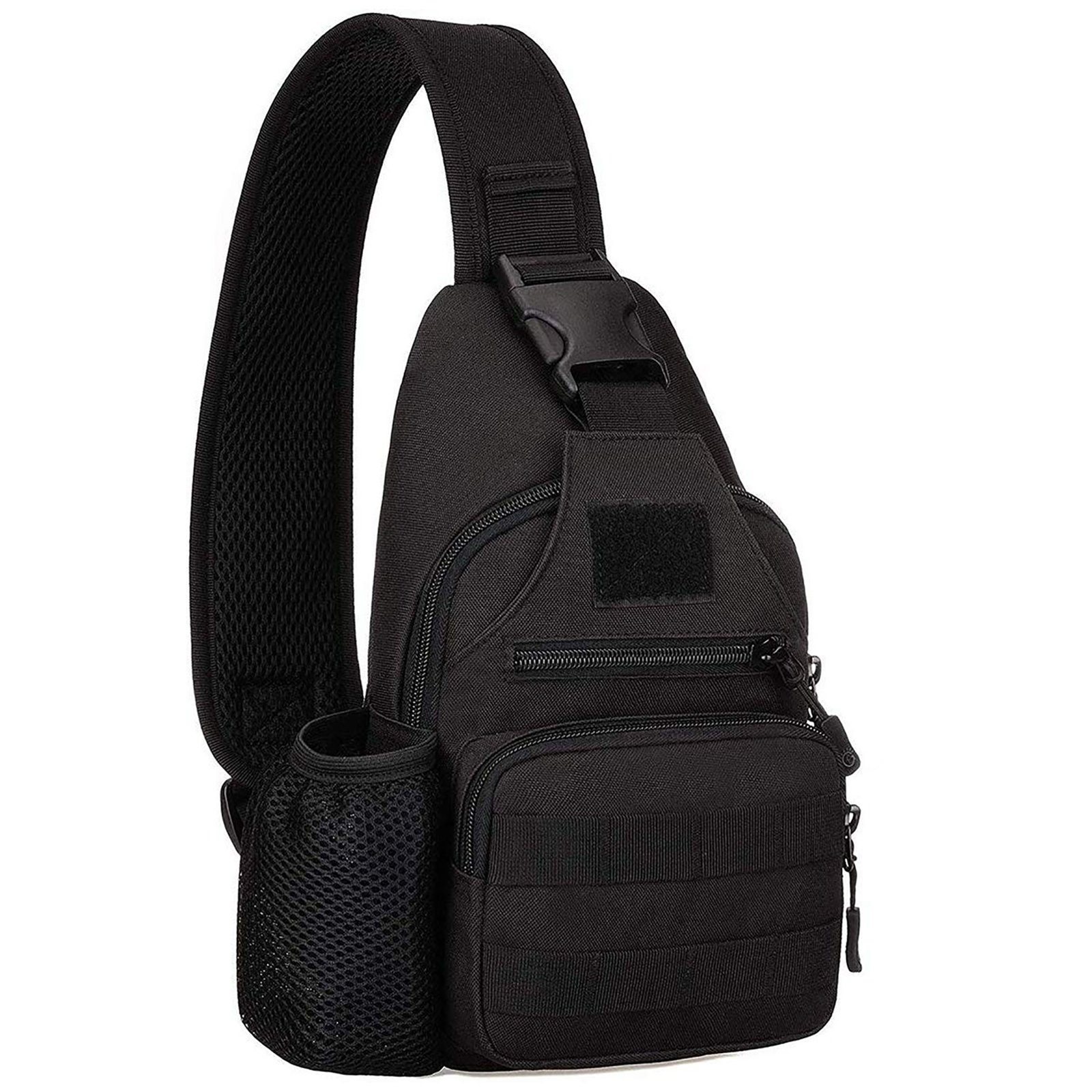TAN.TOMI Schultertasche Taktisch Brusttasche Military Schultertasche mit Wasserflasche Halter Chest Sling Pack Molle Armee Crossbody Bag Militärisch Umhängetasche Mini Single Strap Rucksack für Reisen Wandern Camping