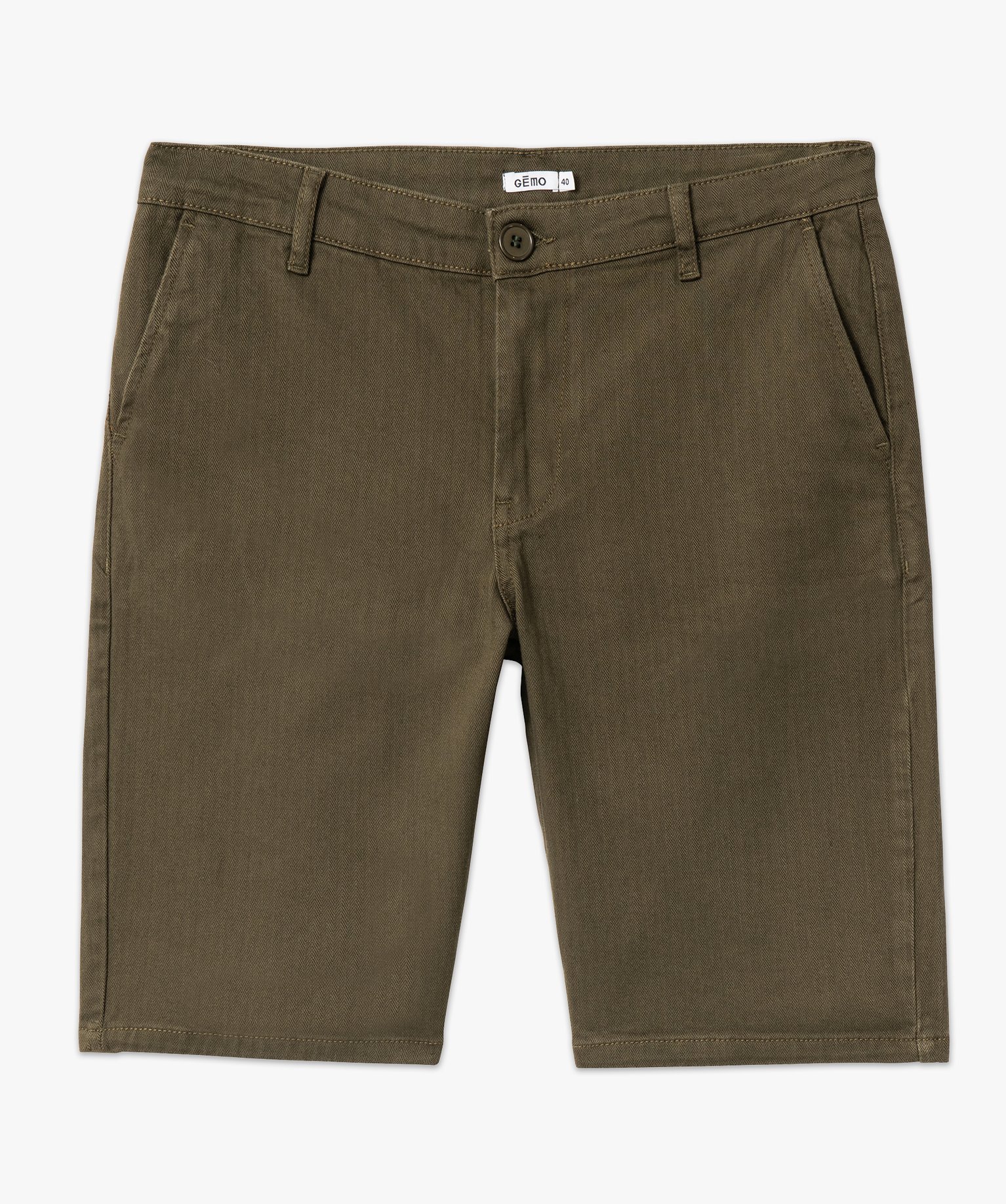 Bermuda coupe chino en coton stretch homme kaki | GEMO
