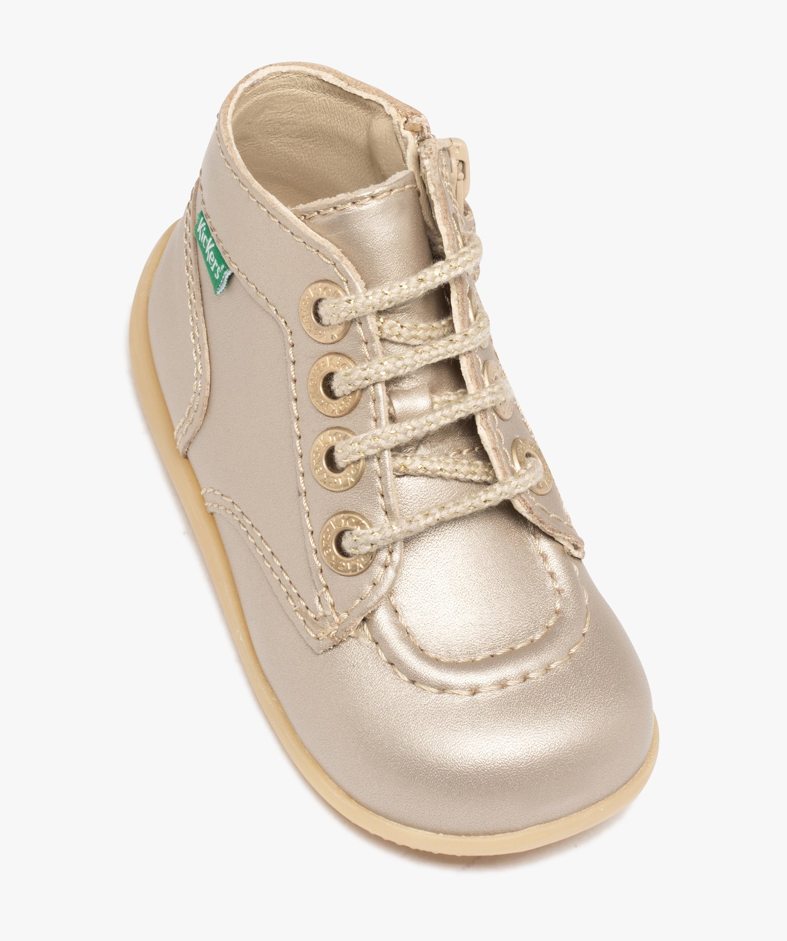 Bottillons premiers pas bébé fille en cuir Kickers or | GEMO