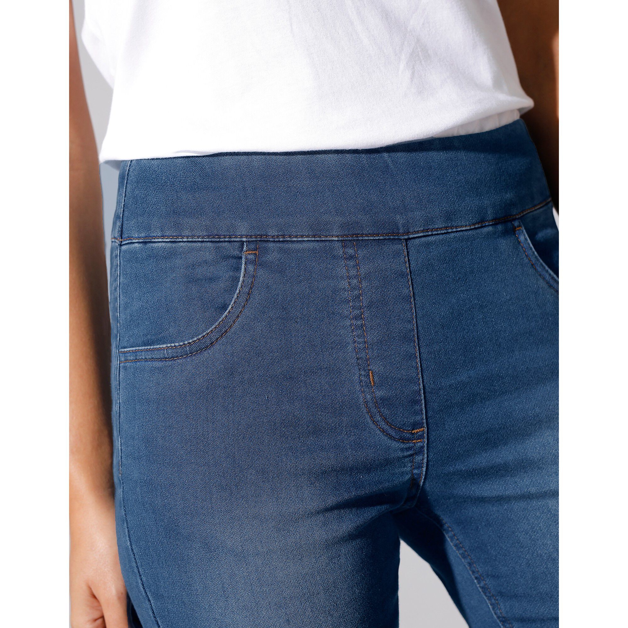 Jegging fuselé ultra stretch, maille effet jean