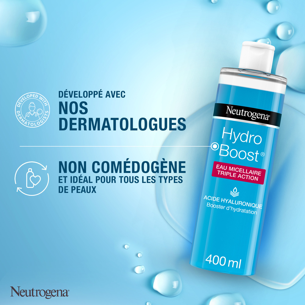 neutrogena Hydro Boost Eau Micellaire Triple Action à  l'Acide Hyaluronique, 400 ml Eau micellaire
