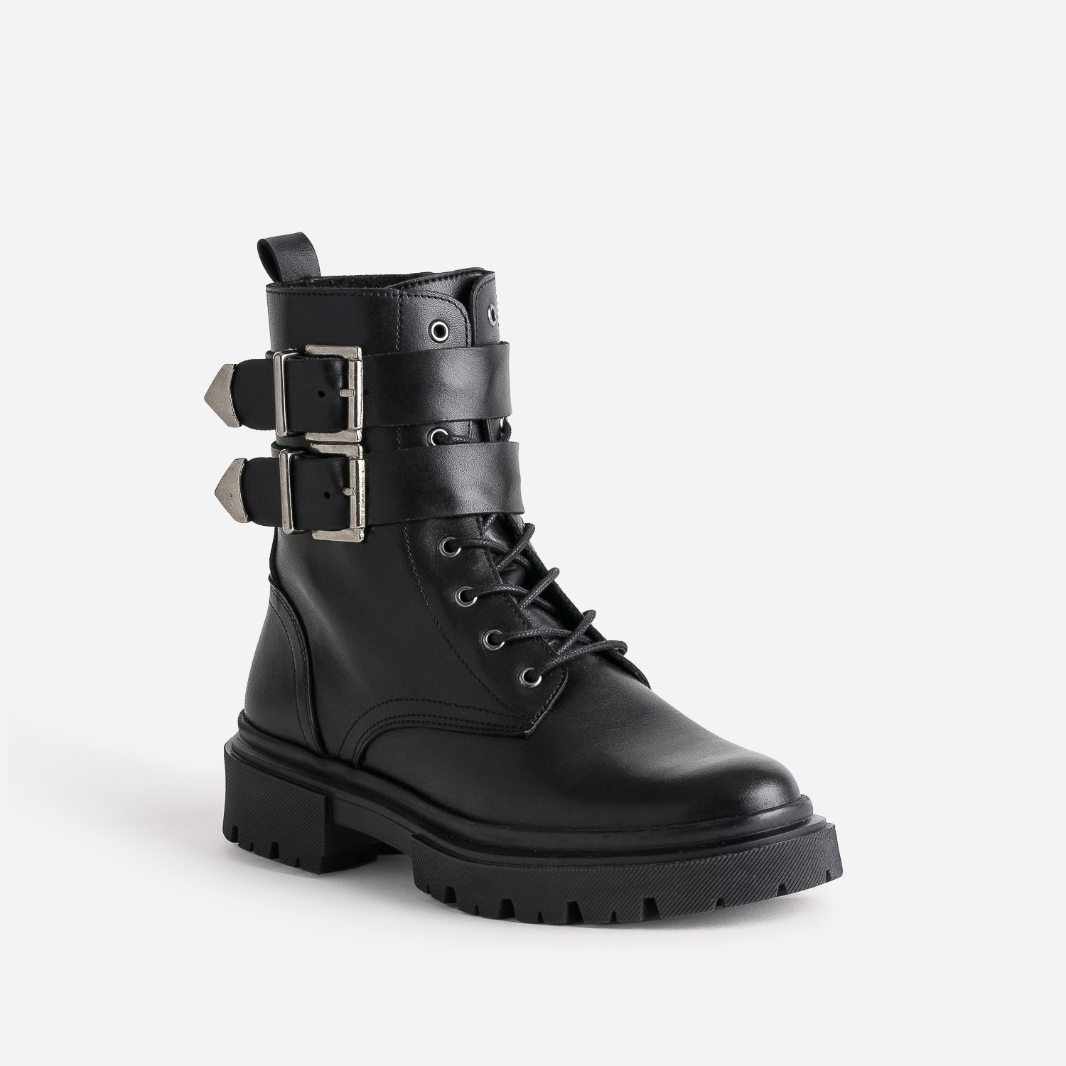Boots éco-conçu à lacet TEXTO noir avec double boucle