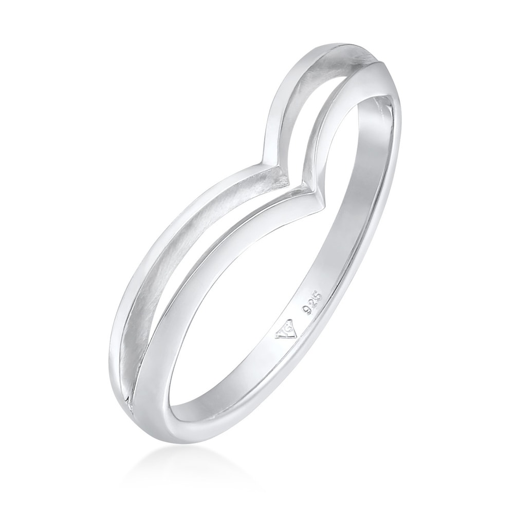 Elli Elli Bague Femmes pile en forme de V géo basique tendance en argent sterling 925 Bague