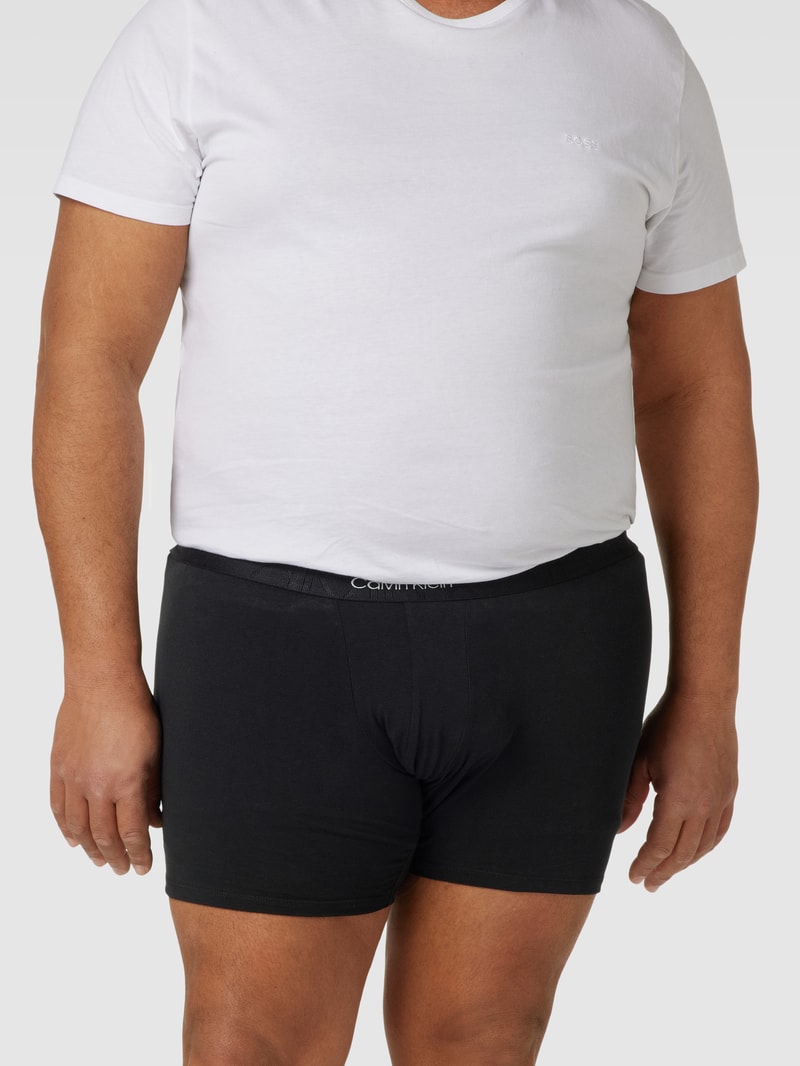 PLUS SIZE Trunks mit Teilungsnähte Modell 'BOXER BRIEF' in schwarz