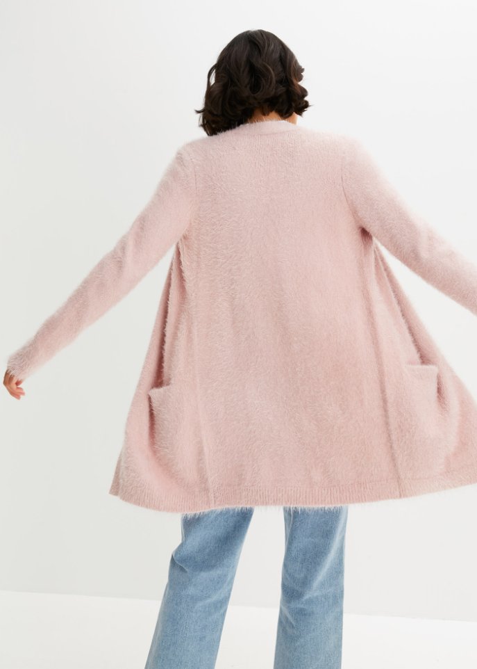 Longstrickjacke in Flauschoptik