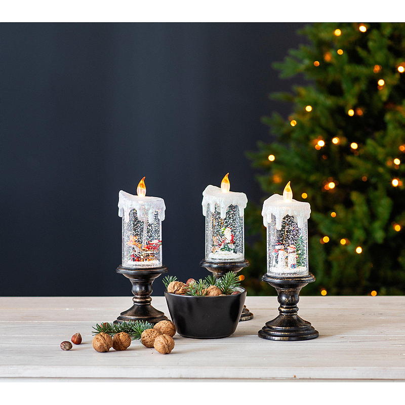 Home Kubbelys 26,5 cm ø 10,5 cm LED m/vann og glitter