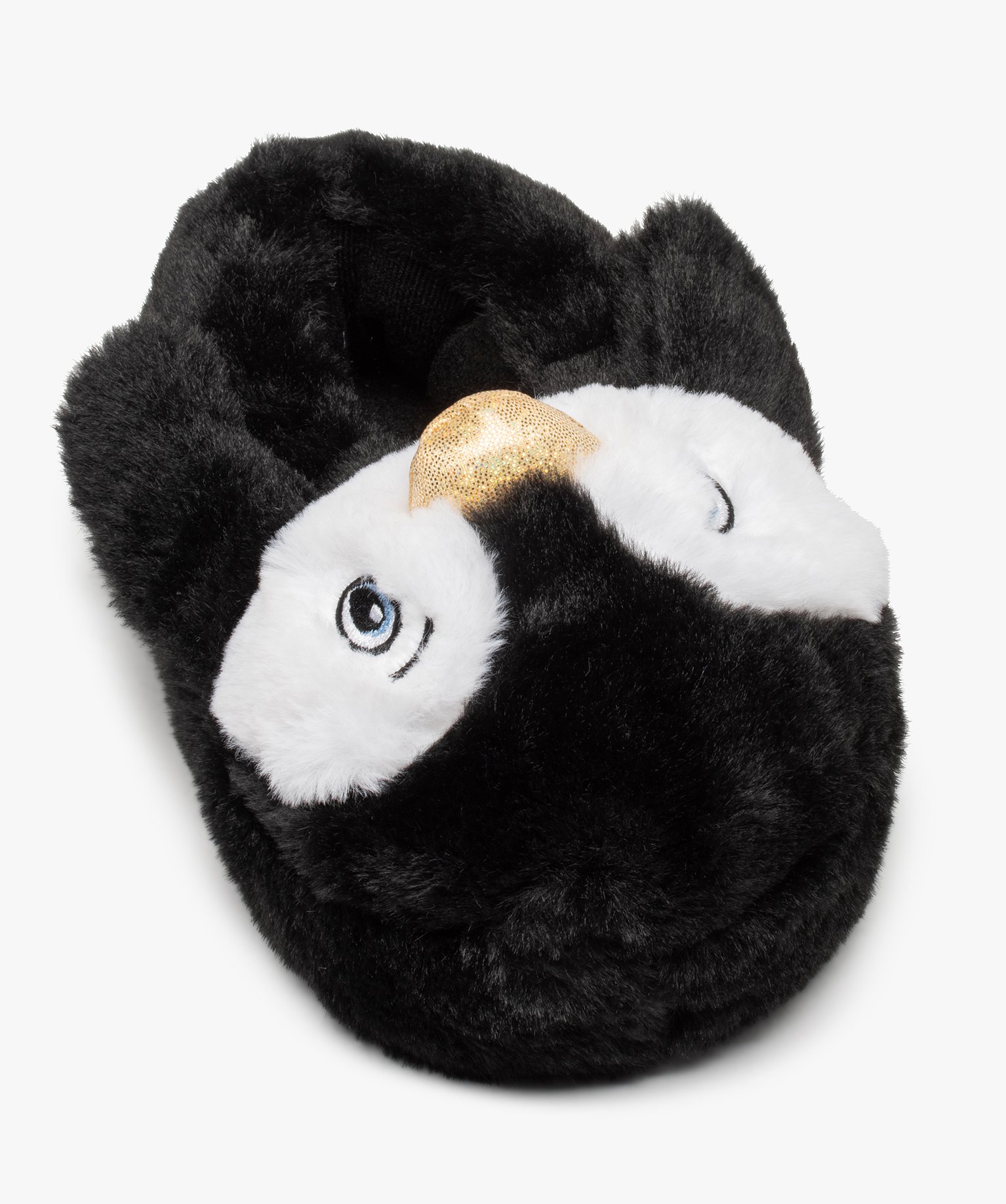 Chaussons femme 3D en forme de pingouin noir | GEMO