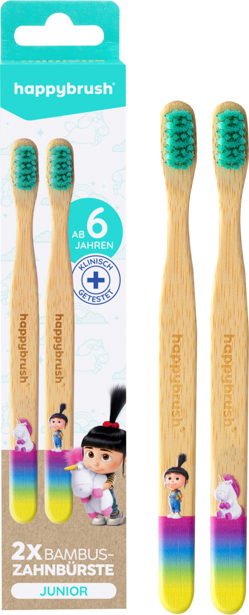 Zahnbürste Kinder Bambus Einhorn Doppelpack, ab 6 Jahren, 2 St