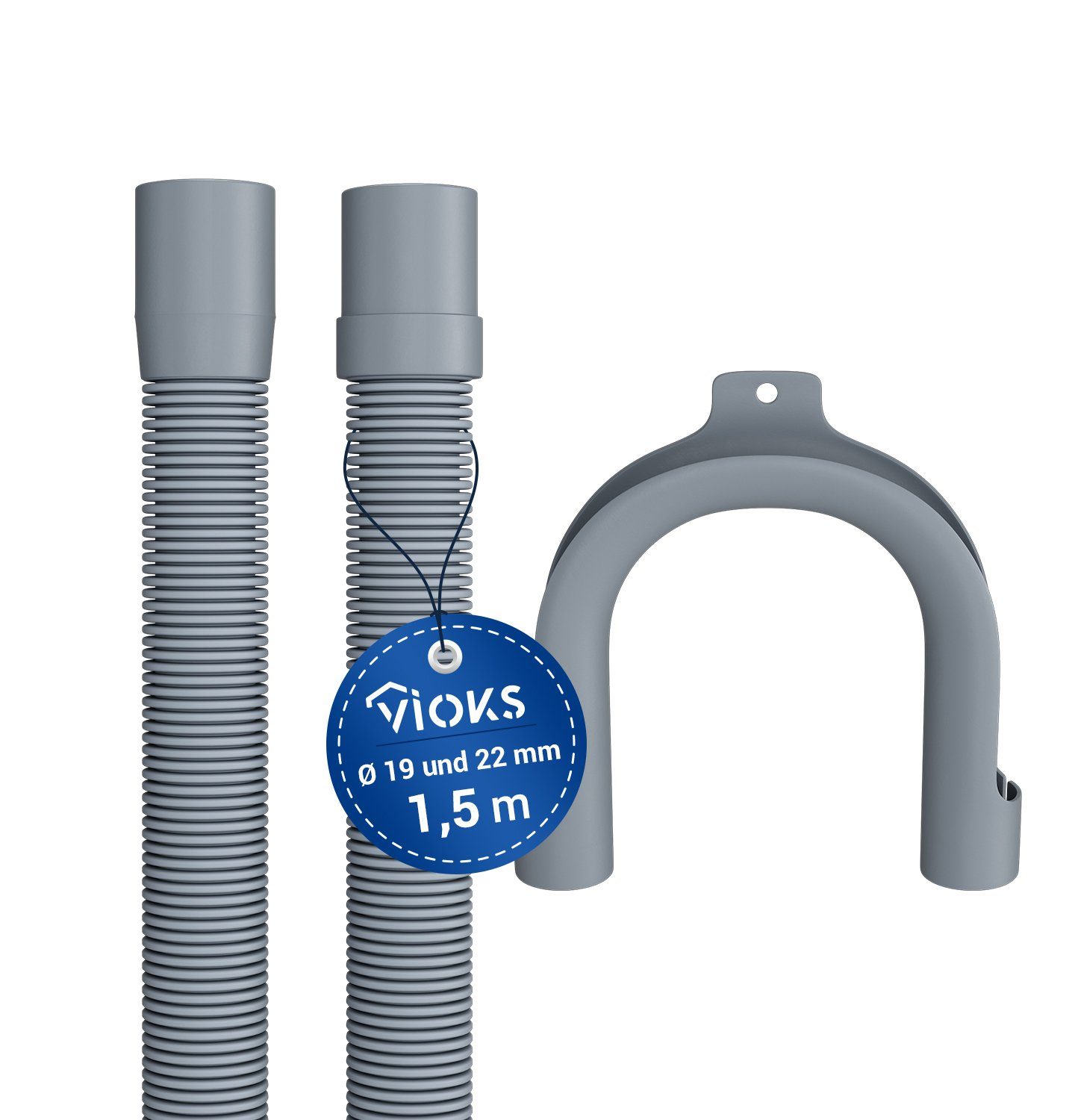 VIOKS Ablaufschlauch 22/19mmØ, 1,5 / 2 / 2,5 / 3 / 4 Meter für Waschmaschine Spülmaschine