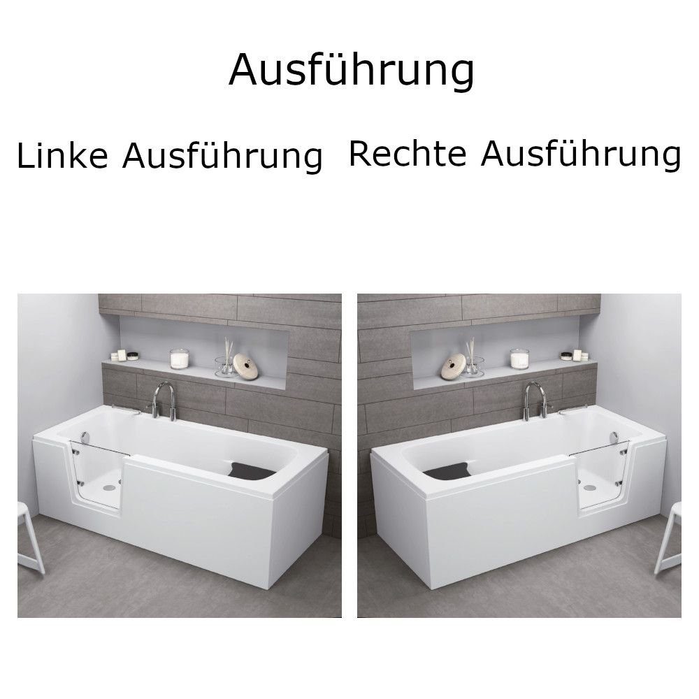 Dusche-24 Badewanne Badewanne mit Tür 140x70, 150x75, 160x75, 170x75 und 180x80 cm PAVO