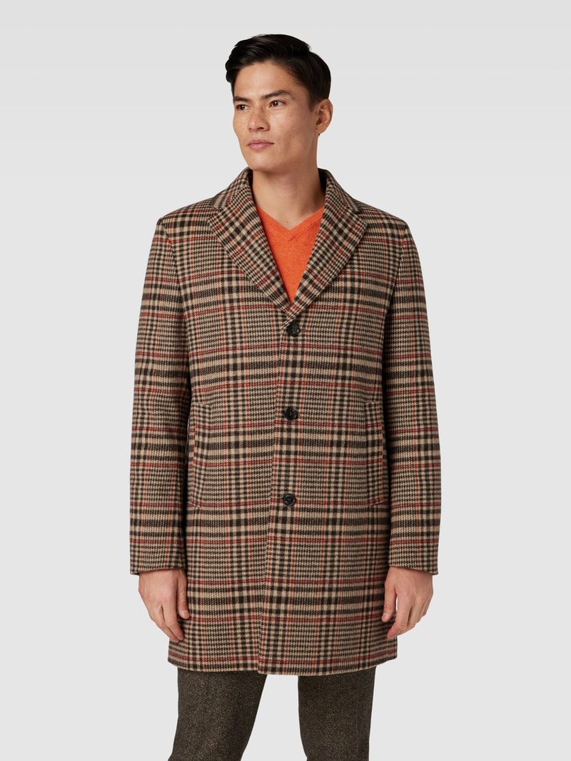 Kurzmantel mit Tartan-Karo Modell 'Scott' in taupe