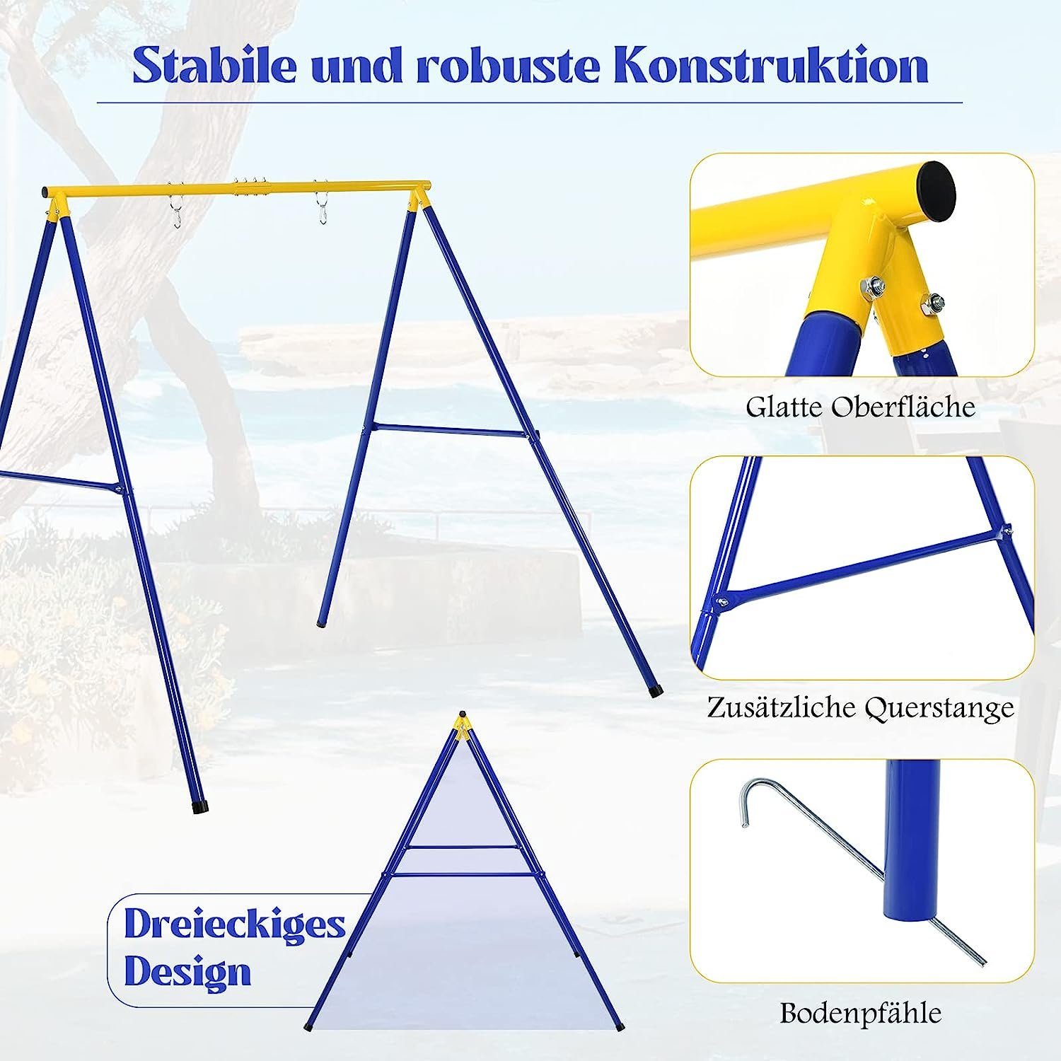 KOMFOTTEU Babyschaukel Schaukelgestell, Rostfrei & Wetterfest, bis 150kg