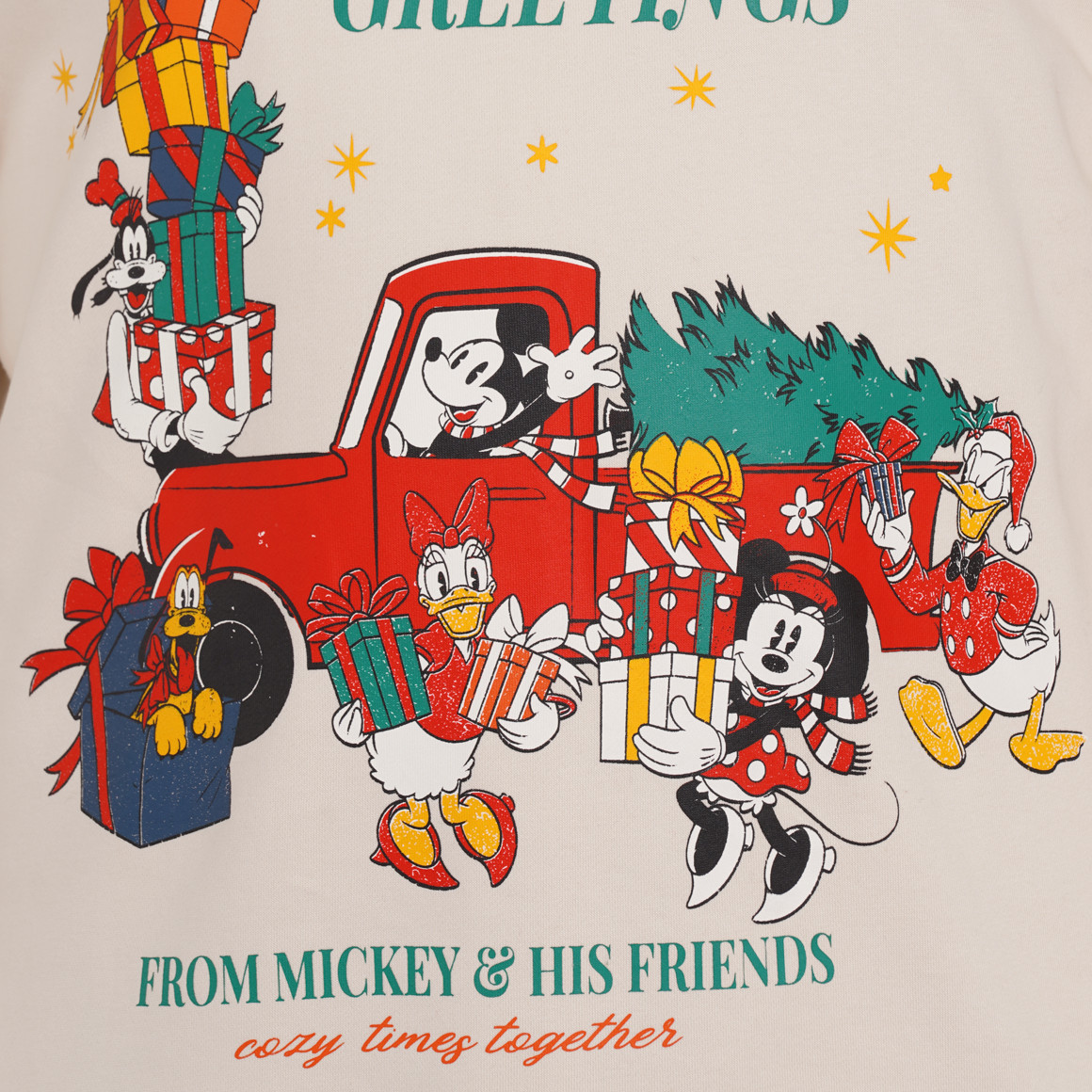 Micky Maus Weihnachtssweatshirt mit Print creme