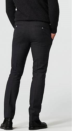 MEYER Chino-Hose Baumwoll-Woll Check Chino