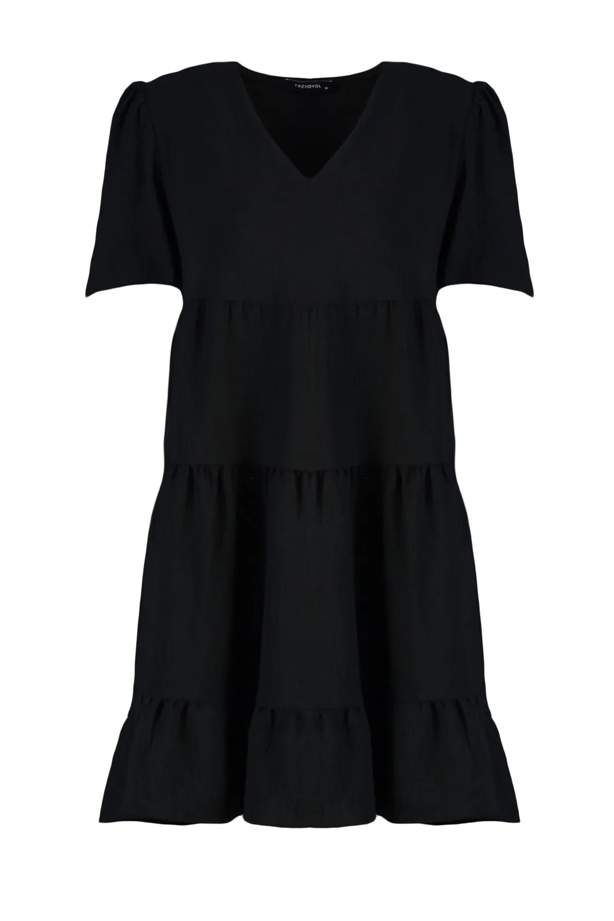 Trendyol Collection  Schwarzes, weit geschnittenes Mini-Webkleid TWOSS20EL0400