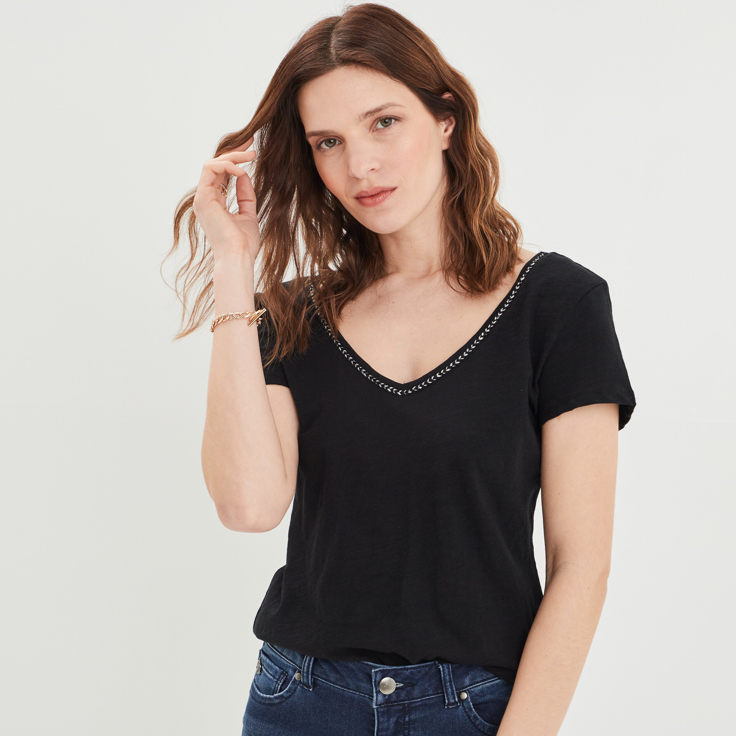 T-shirt à manches courtes noir femme | La Halle