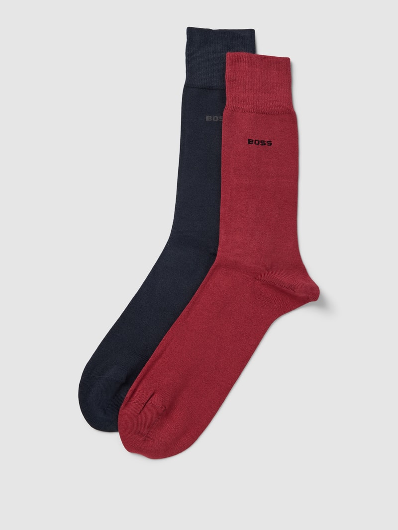 Socken mit Label-Detail im 2er-Pack in dunkelrot