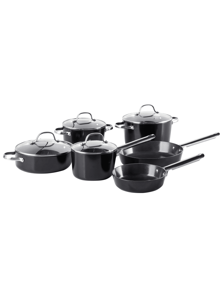 Beliani 10-tlg Kochgeschirr ELITE PRO in Schwarz/Silber günstig kaufen onesize
