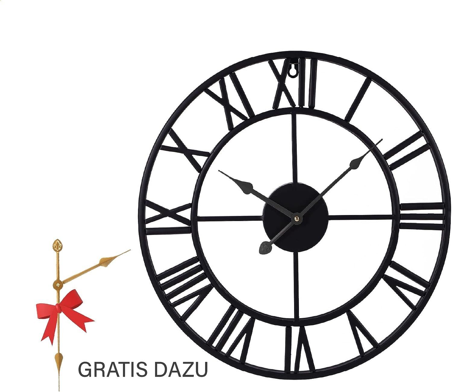 Samilito Wanduhr im Vintage-Stil Rund mit Robuster 2cm dicker Rahmen,römische Ziffern (Leises Quarzwerk, kein tickendes Geräusch dicker Rahmen)