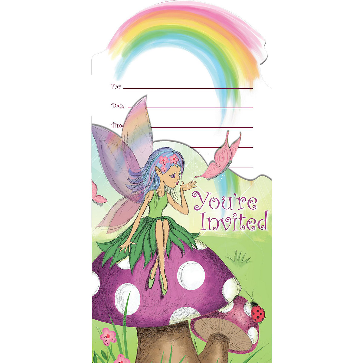 Einladungskarten Regenbogenfee, 8 Stück inkl. Kuvert