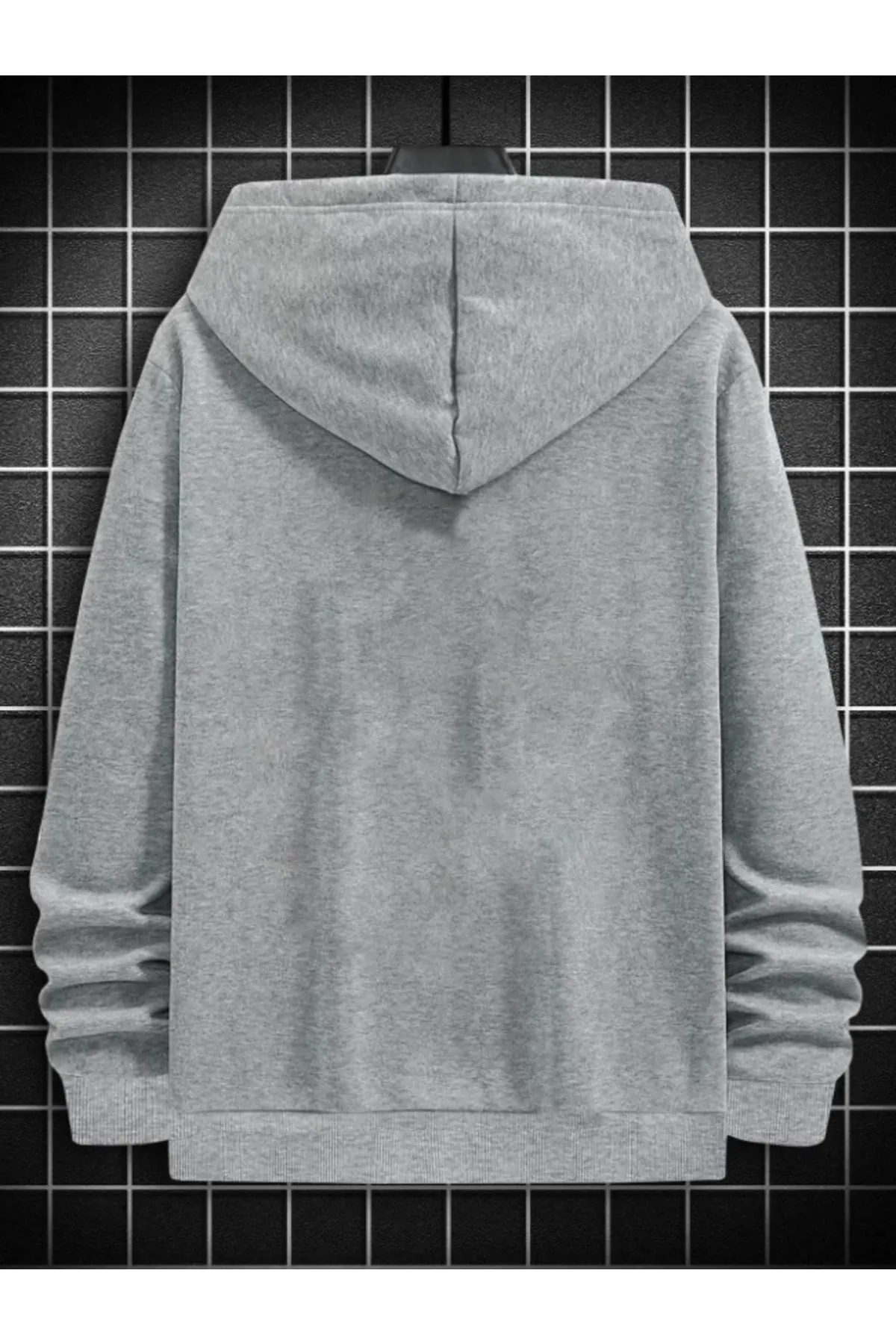 MOONBULL  Graues Oversize-Kapuzensweatshirt mit vertikalem Aufdruck