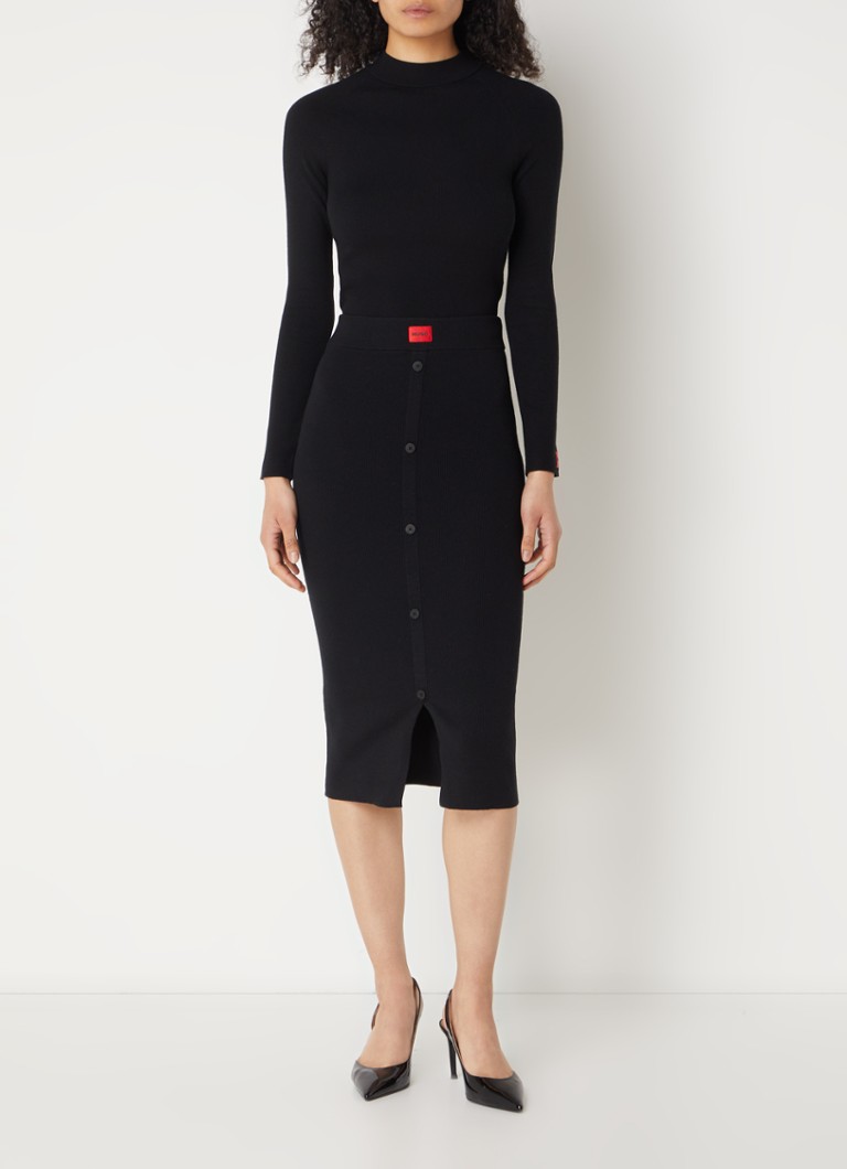 Jupe crayon midi HUGO BOSS Sandu avec logo et fente