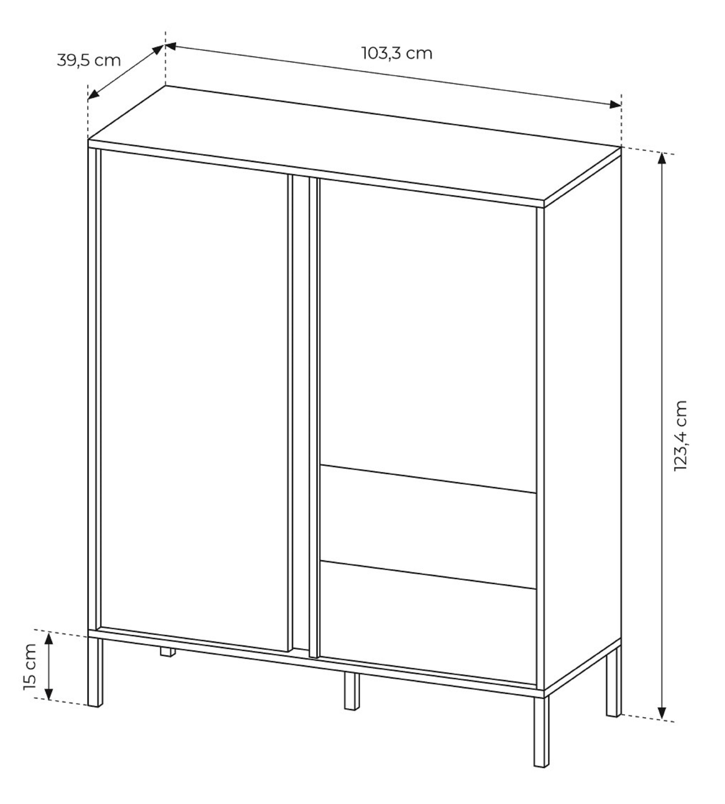 Furnix Wohnwand Mediawand DASTI 1 Möbelwand Highboard und TV-Schrank Beige, B256,4 x H123,4 x T39,5 cm, Made in EU