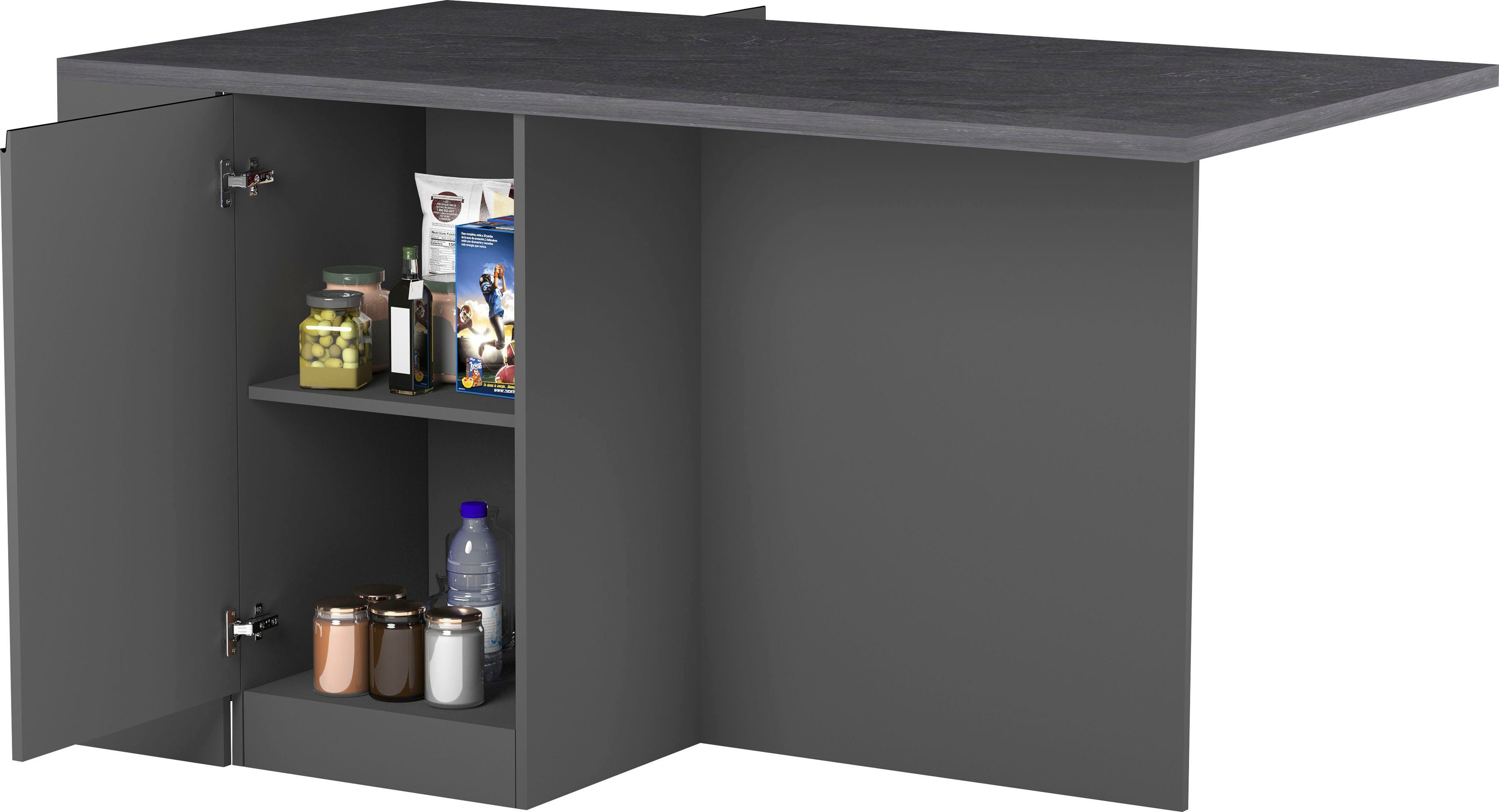Tecnos Küche Sole, Breite 160 cm, 2 Türen, 4 offene Fächer