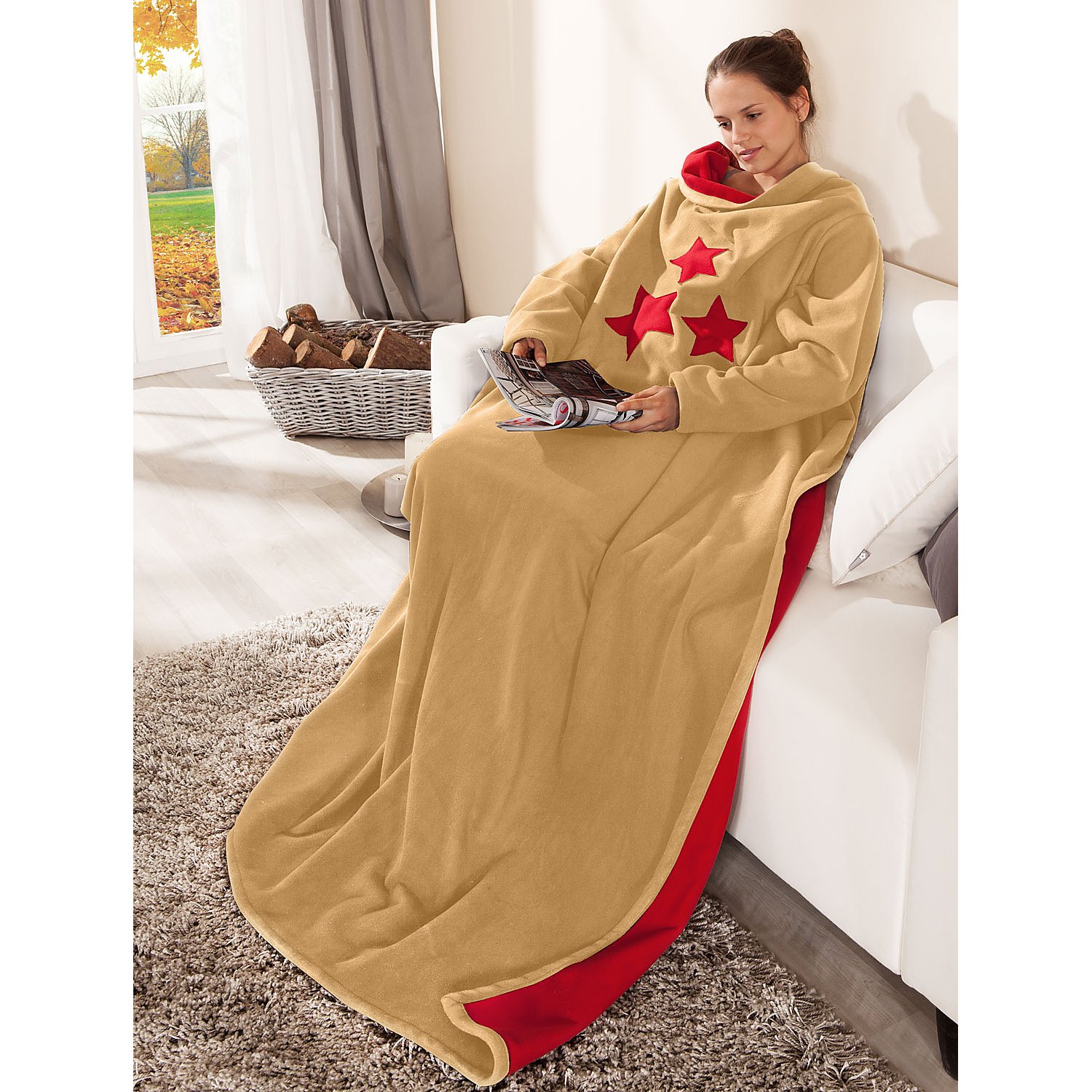 Fleecestoff, camel