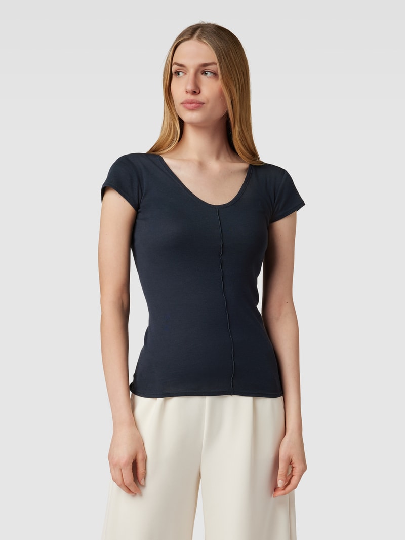 Pyjama-Oberteil mit U-Ausschnitt Modell 'Summer Sensation' in marineblau