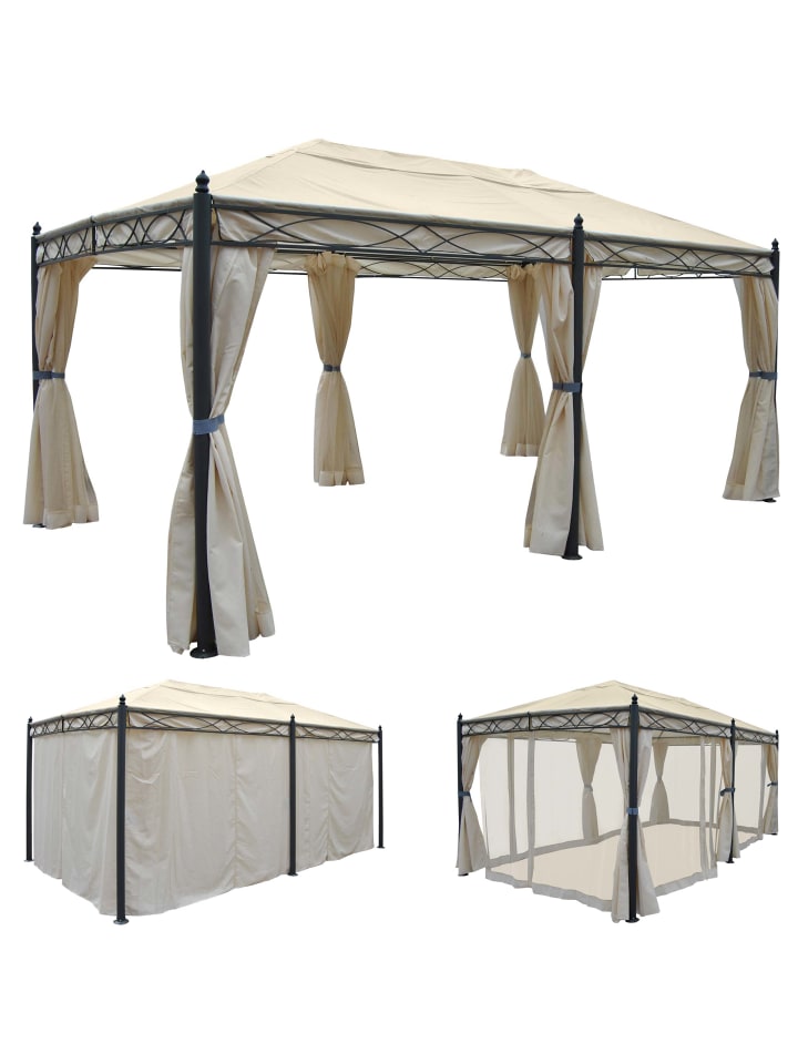 MCW Pergola Calpe mit Seitenwand und Moskitonetz, Creme mit Seitenwand   Moskitonetz günstig kaufen onesize