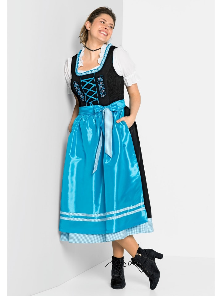 sheego Dirndl in schwarz-türkis günstig kaufen