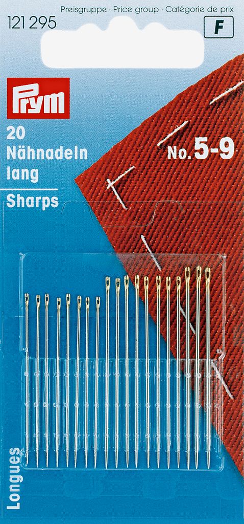 Synåler, spisse, størrelse 5-9, stål
