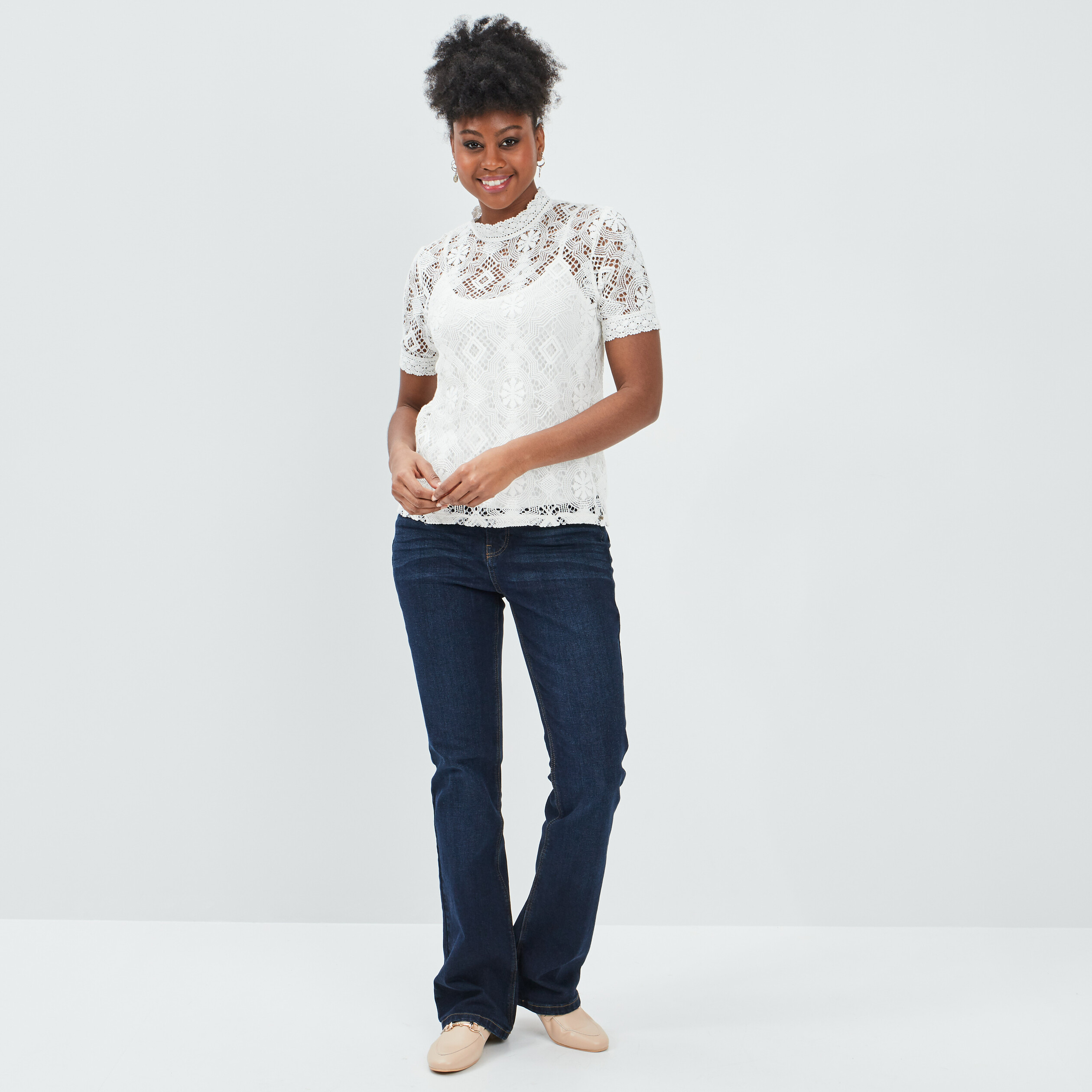 T-shirt manches courtes ivoire femme | La Halle