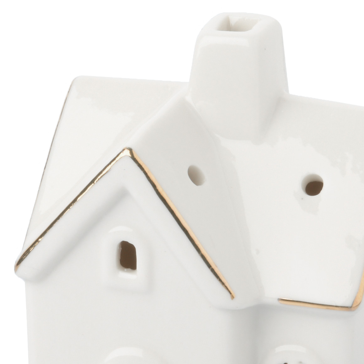 Kleines LED-Deko-Haus aus Keramik weiss
