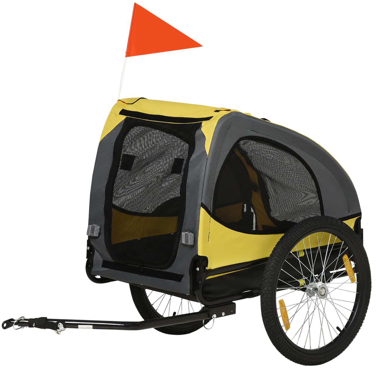 PawHut Hundeanhänger, klappbarer Fahrradanhänger, Anhänger für Hunde, Gelb