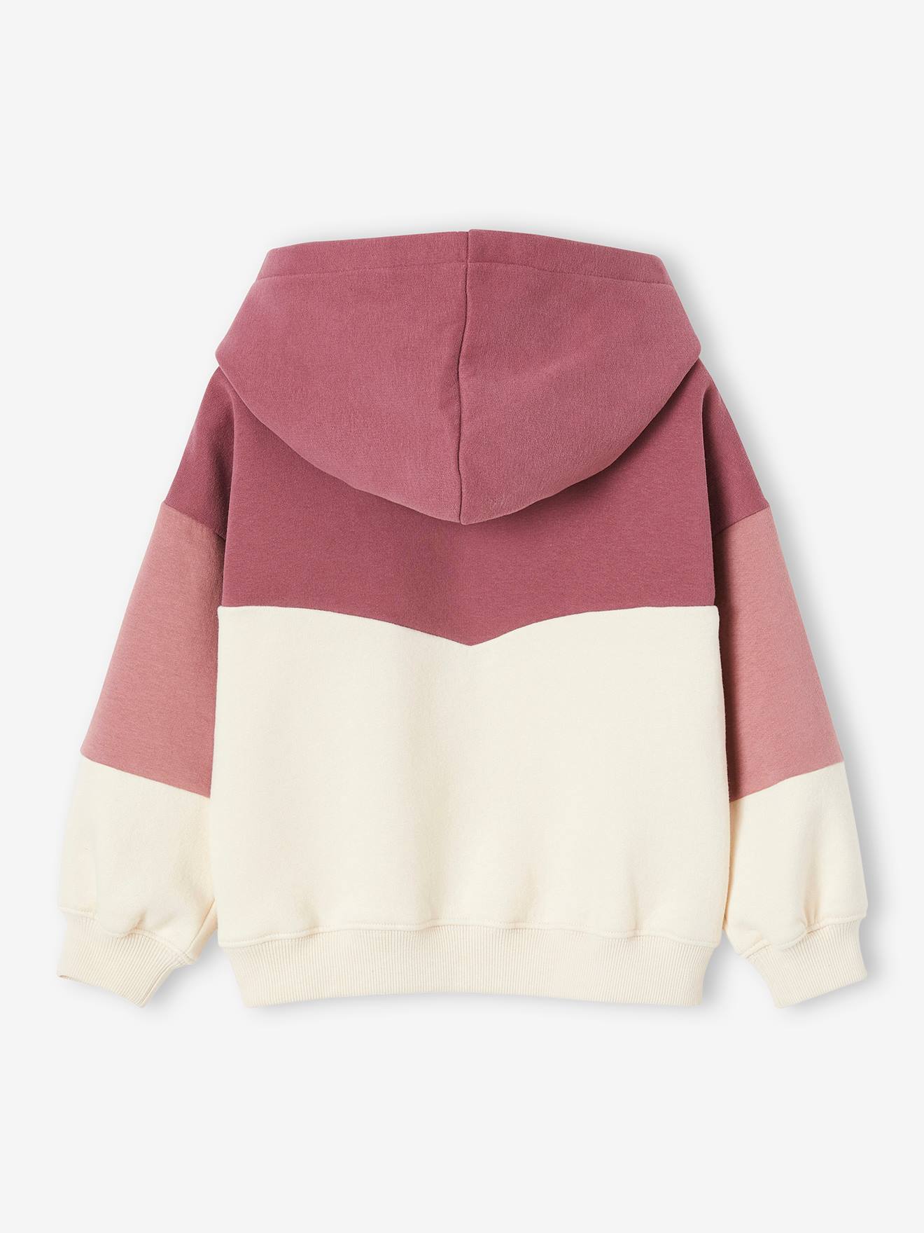 Sweat à capuche effet colorblock sport fille écru