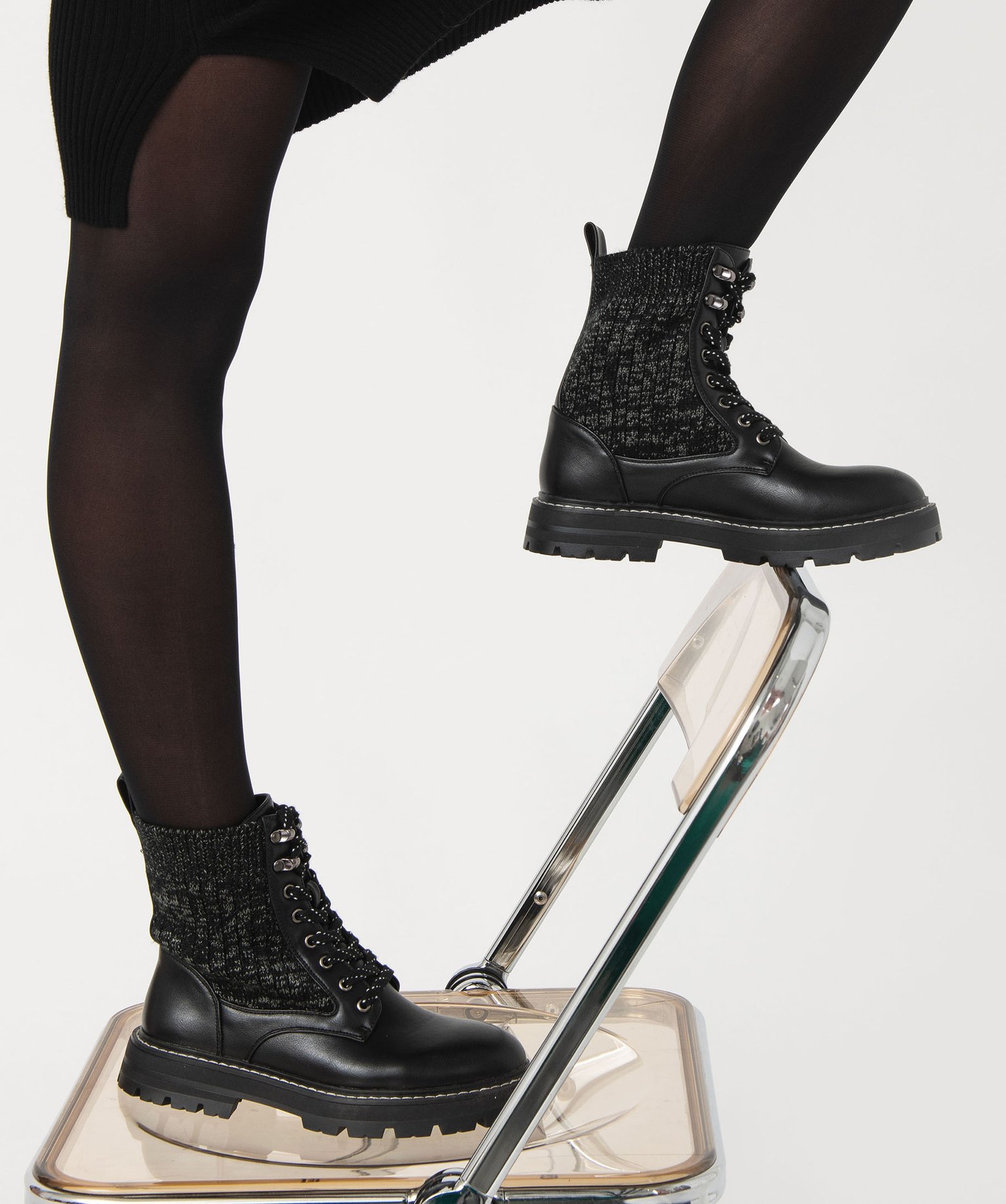 Boots femme unies en maille élastique style chaussette à s... noir | GEMO