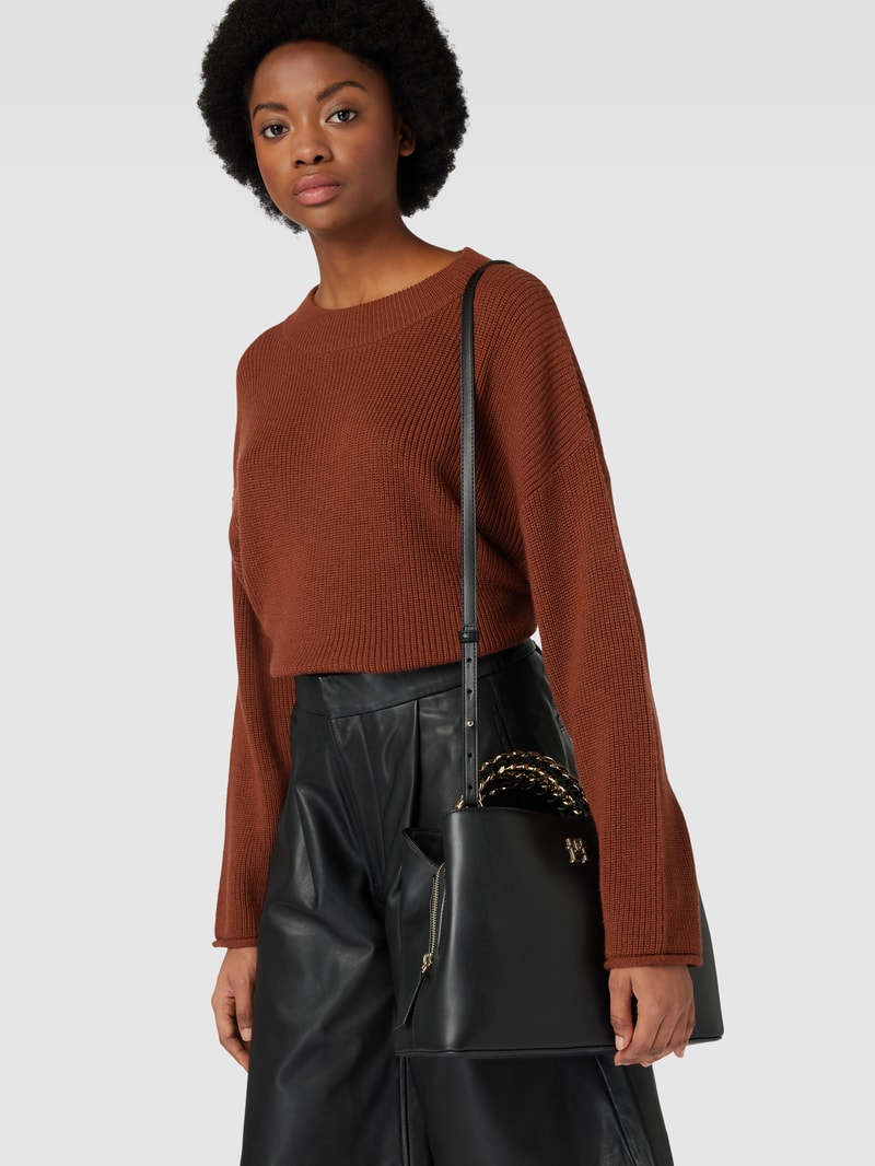 Tote Bag mit Henkeln in metallic Modell 'FEMININE' in schwarz