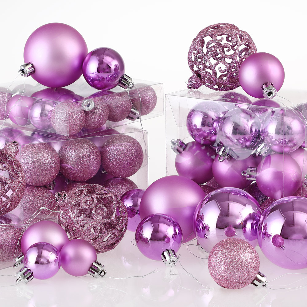 DEUBA Weihnachtsbaumkugeln 100 tlg 3/4/6cm rosa